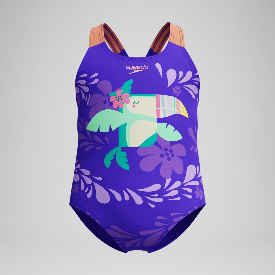 Infant Girls Learn to Swim Printed Swimsuit Purple