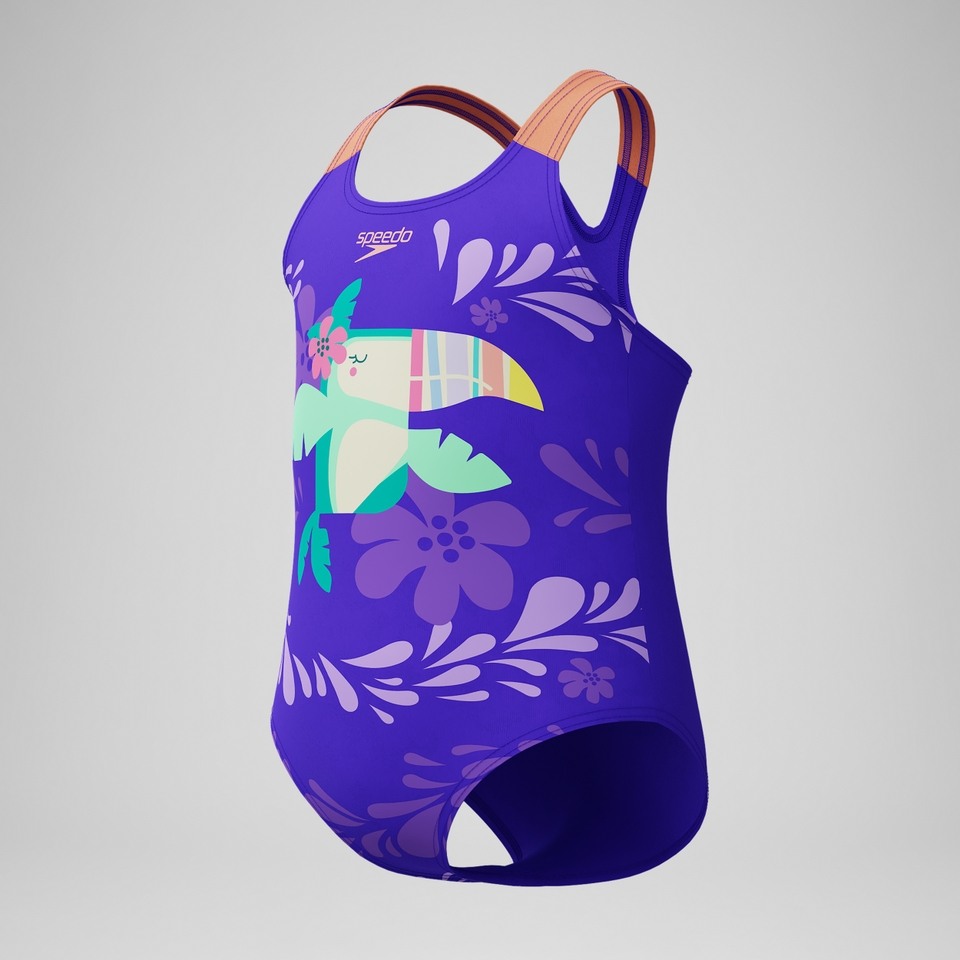 Infant Girls Learn to Swim Printed Swimsuit Purple