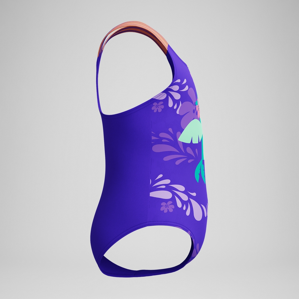 Infant Girls Learn to Swim Printed Swimsuit Purple