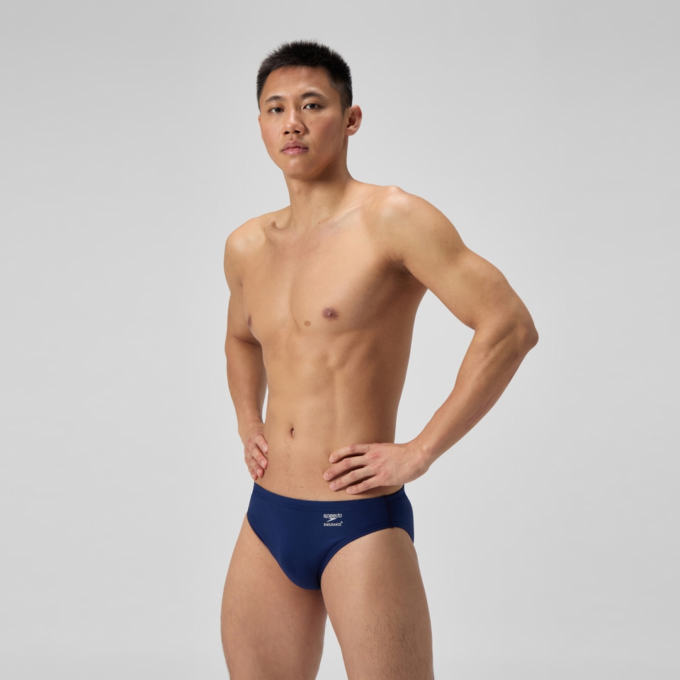 Slip de bain Homme uni bleu marine