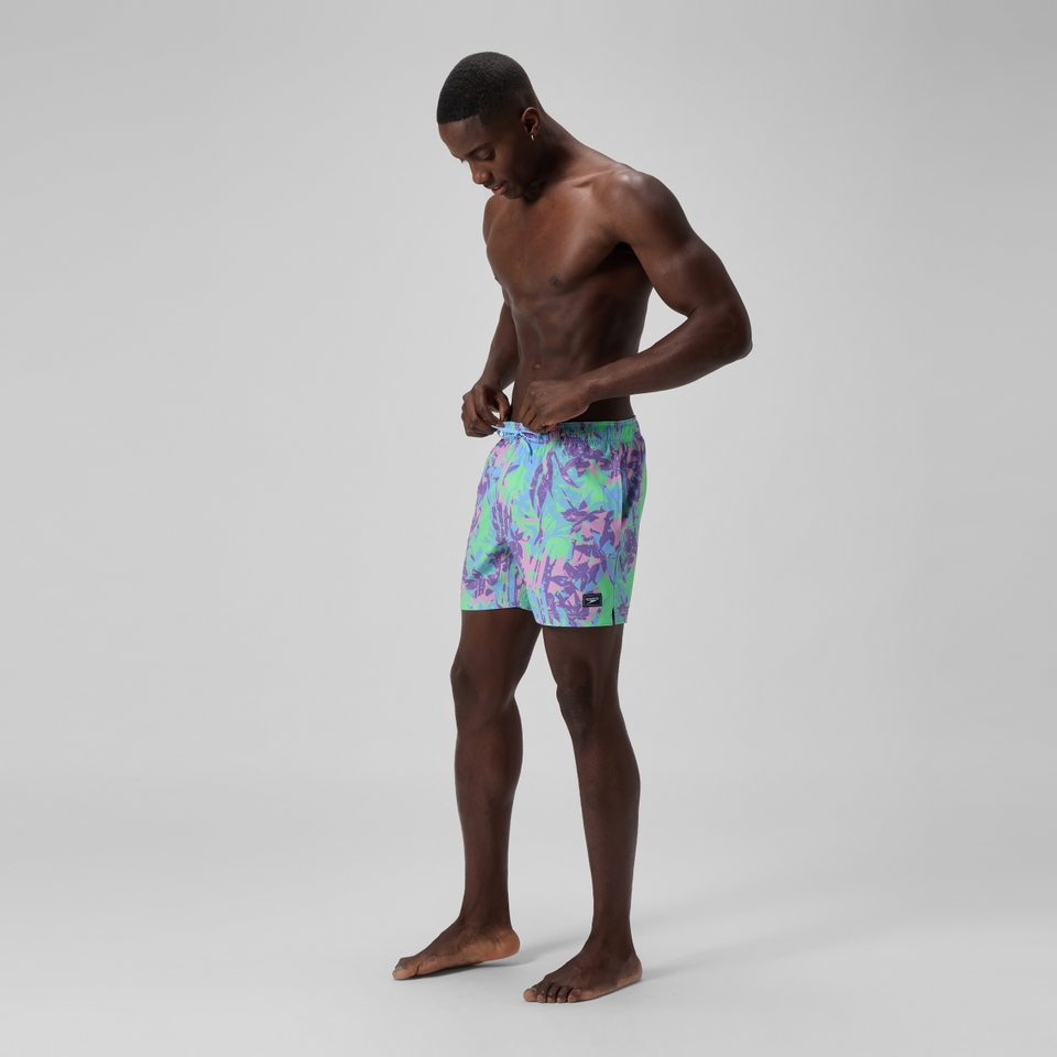 Men's Redondo Edge Printed 16" Swim Trunks Purple/Green