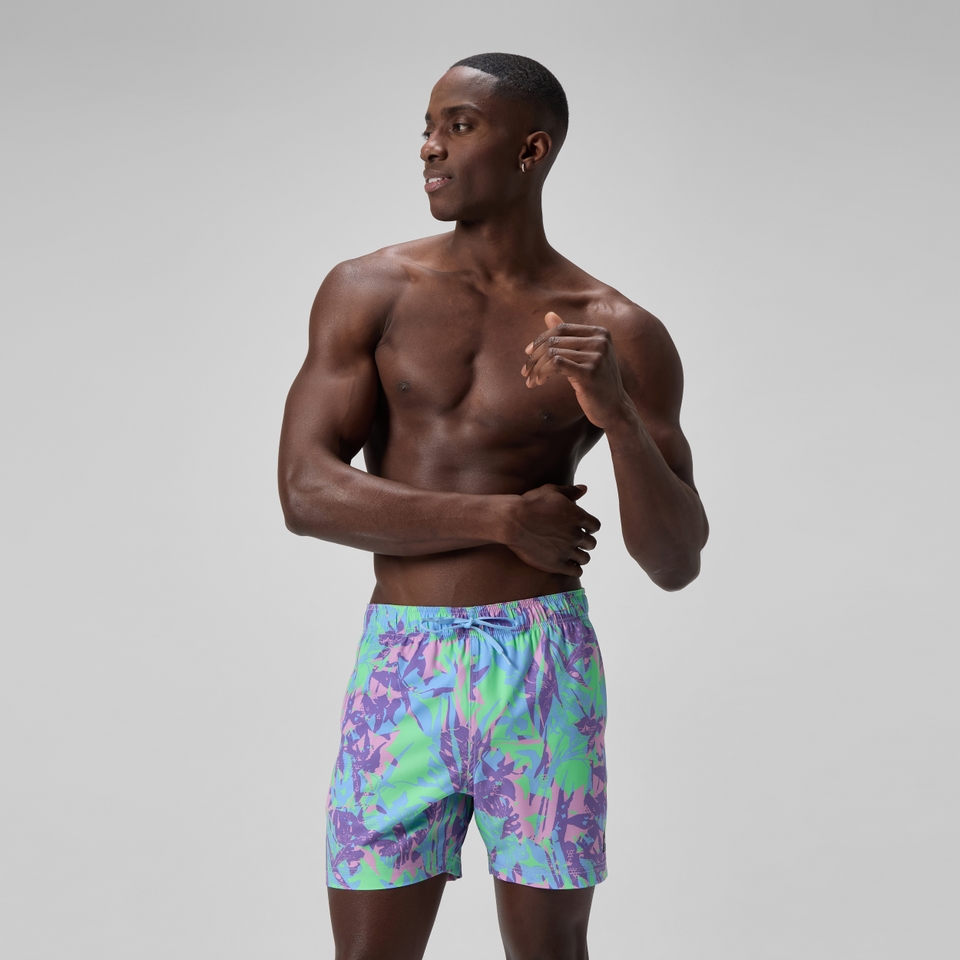 Men's Redondo Edge Printed 16" Swim Trunks Purple/Green