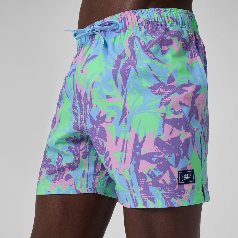 Men's Redondo Edge Printed 16" Swim Trunks Purple/Green