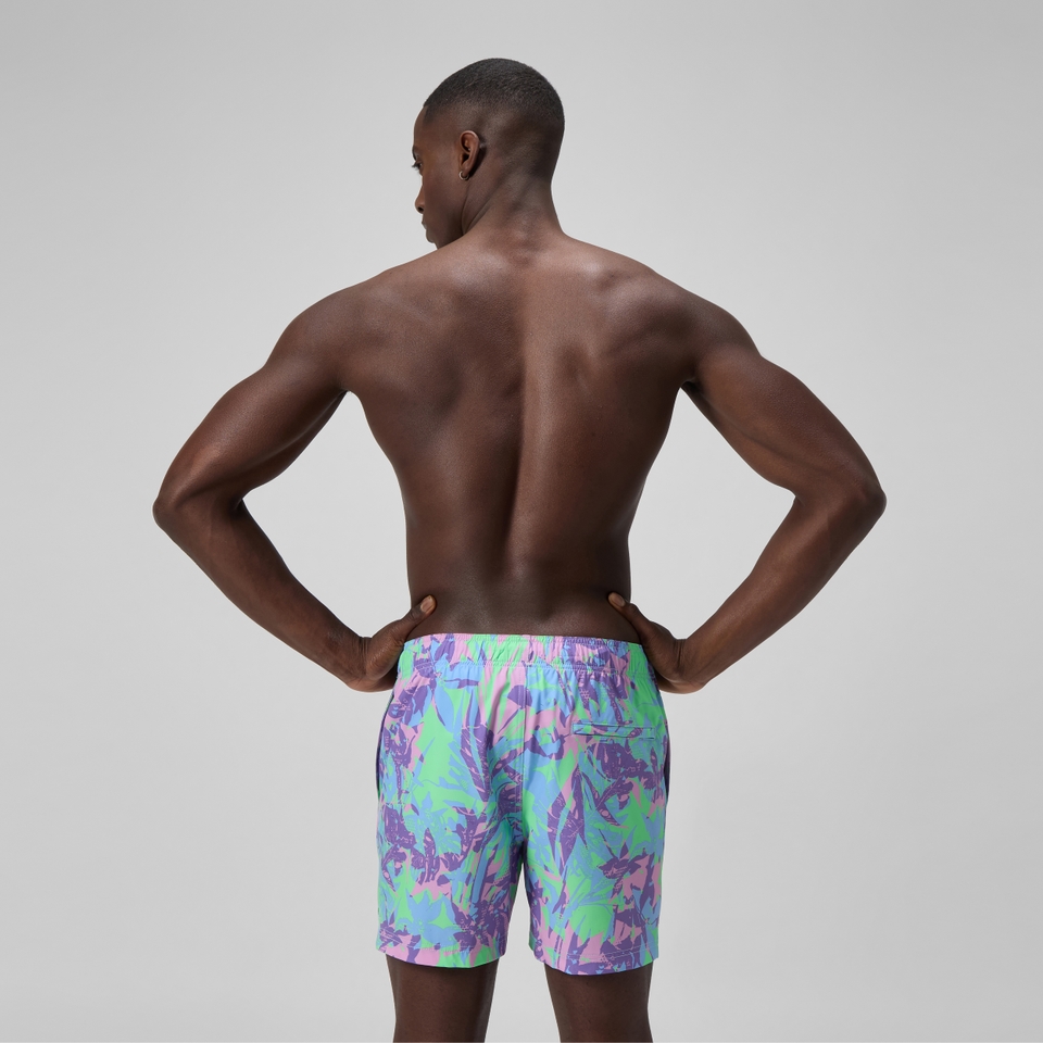 Men's Redondo Edge Printed 16" Swim Trunks Purple/Green
