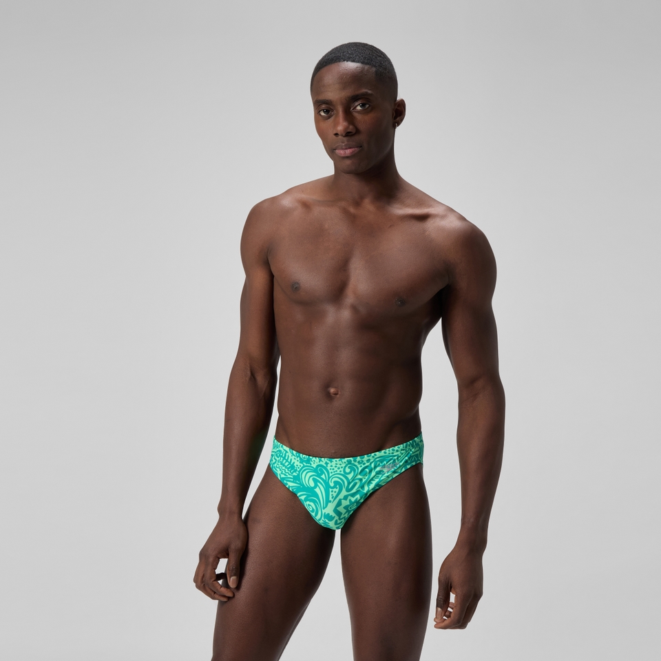 Men's Printed 5cm Brief Green