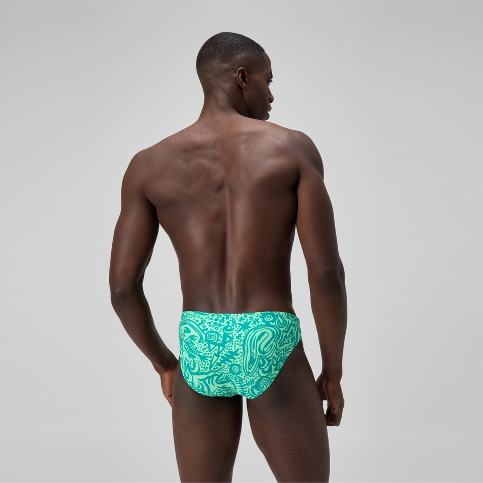 Men's Printed 5cm Brief Green