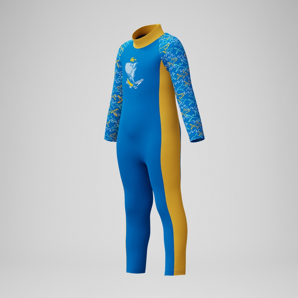 Infant Boys Learn to Swim Sun Protection All-In-One Suit Blue/Yellow