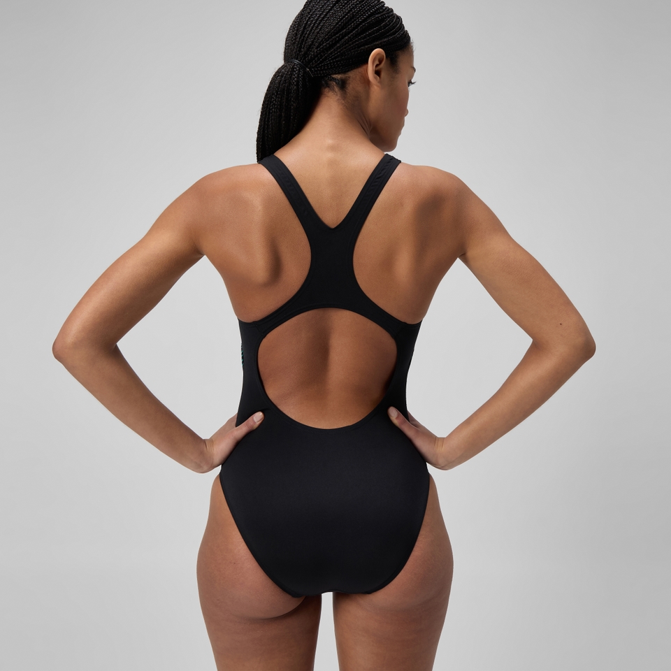 Damen Medalist Badeanzug mit Print Schwarz/Blau