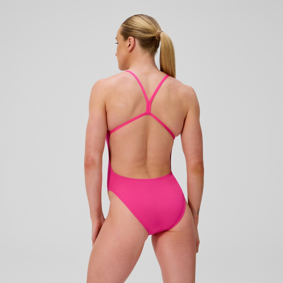 Damen Club Training Solid Badeanzug mit V-Rücken 2.0 Pink