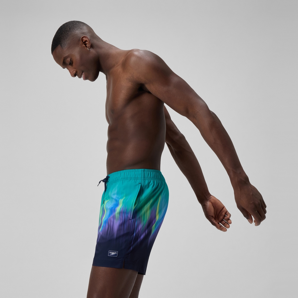Herren Redondo Edge Badeshorts 40 cm mit Print Grün/Blau