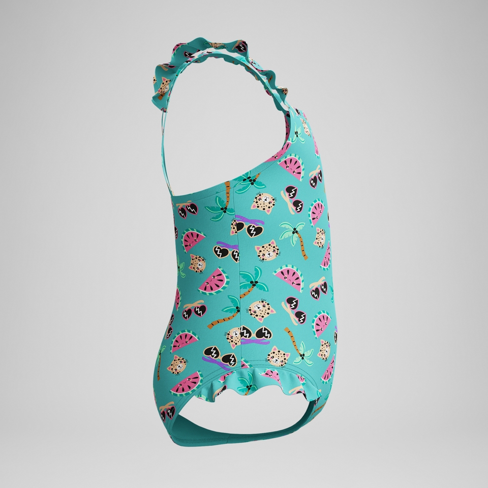 Infant Girls Learn to Swim Frill Thinstrap Swimsuit Turquoise