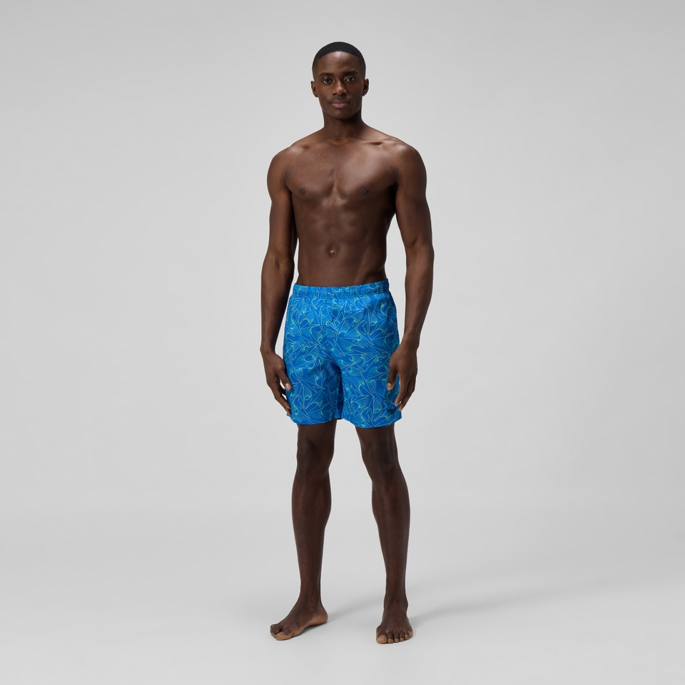 Herren Xpress Lite Badeshorts 45 cm mit Allover-Print Blau/Grün