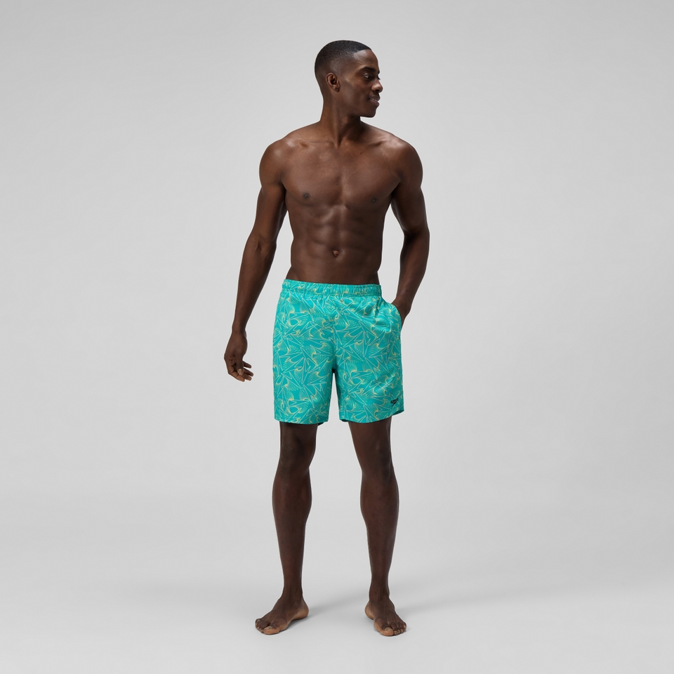 Short de bain Homme Xpress Lite Allover 45 cm turquoise