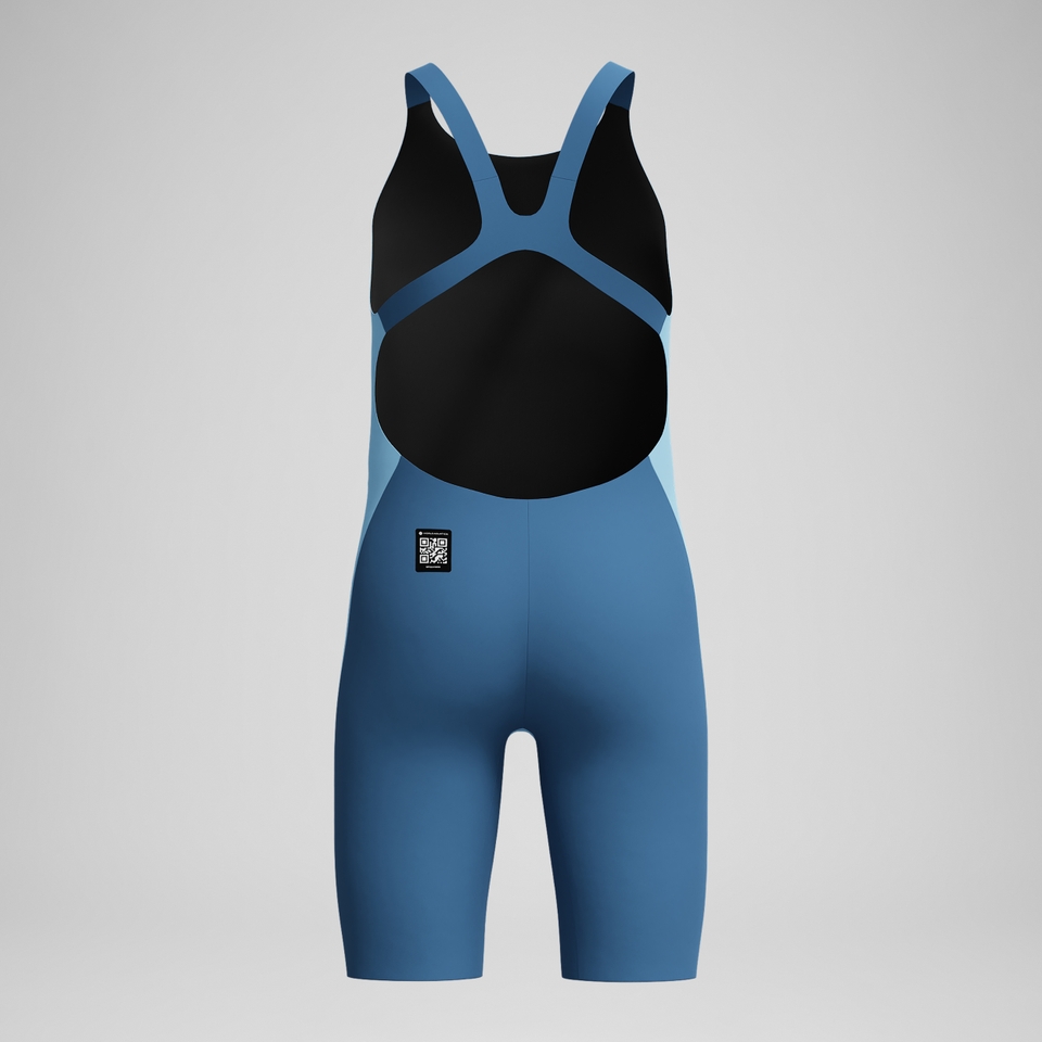 Mädchen Fastskin Endurance+ Max Kneeskin mit offenem Rücken Blau