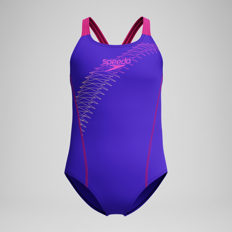 Girls Medley Logo Medalist Swimsuit Purple/Pink