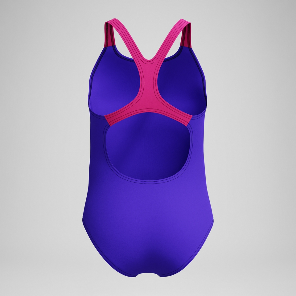 Girls Medley Logo Medalist Swimsuit Purple/Pink