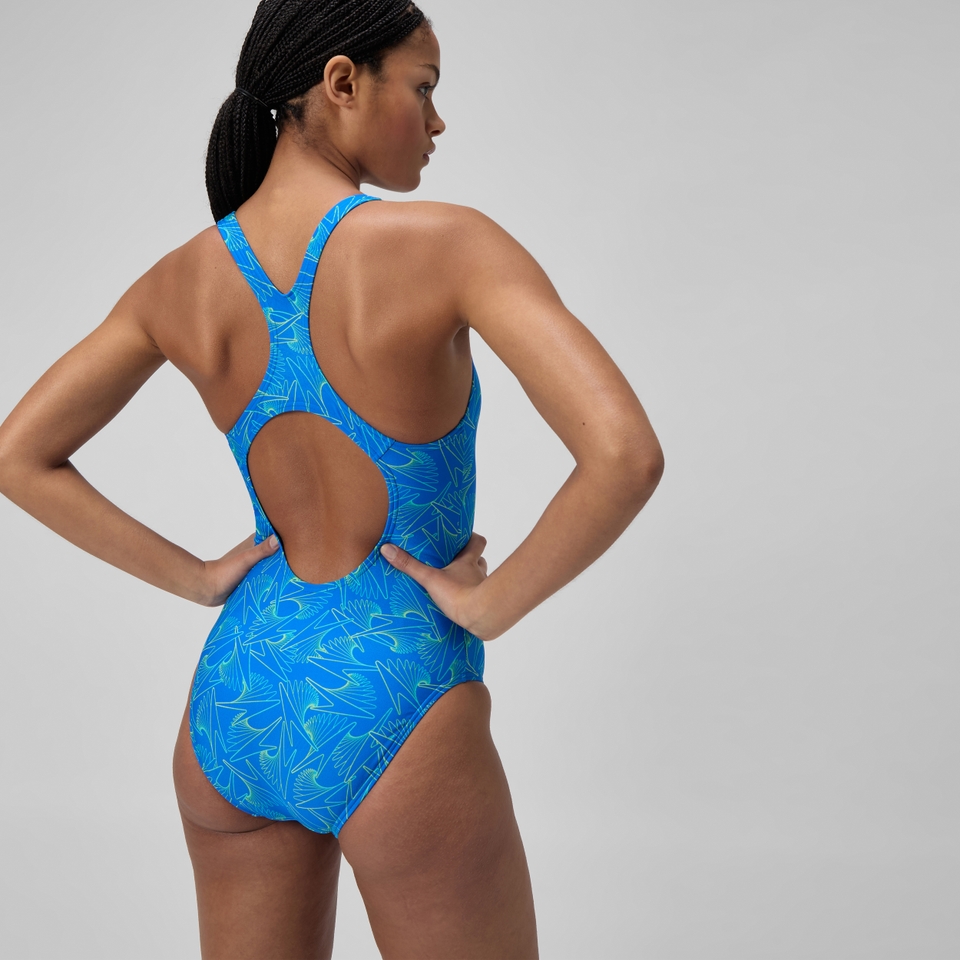 Damen Hyperboom Medalist Badeanzug mit Allover-Print Blau