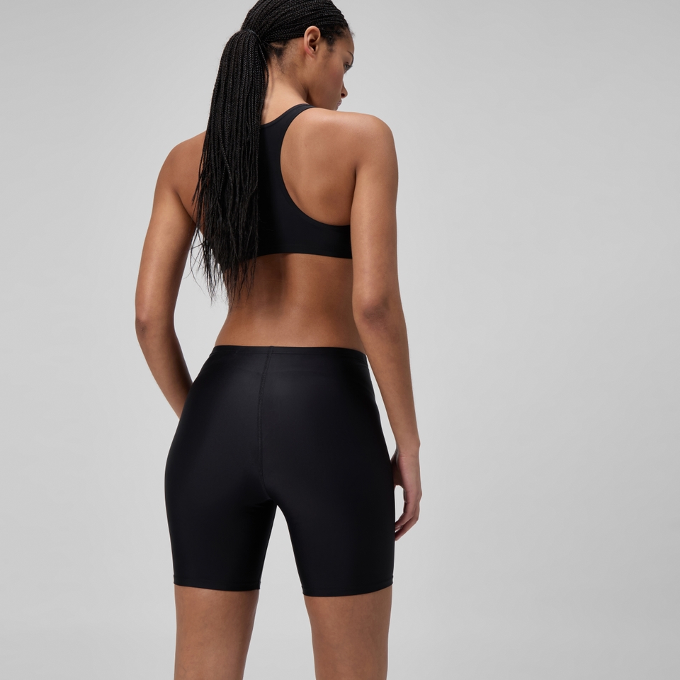 Damen Solid Badeshorts Schwarz
