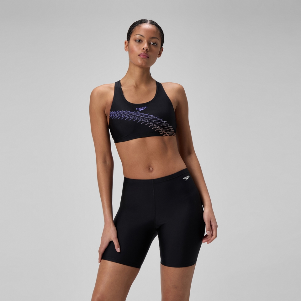 Damen Solid Badeshorts Schwarz