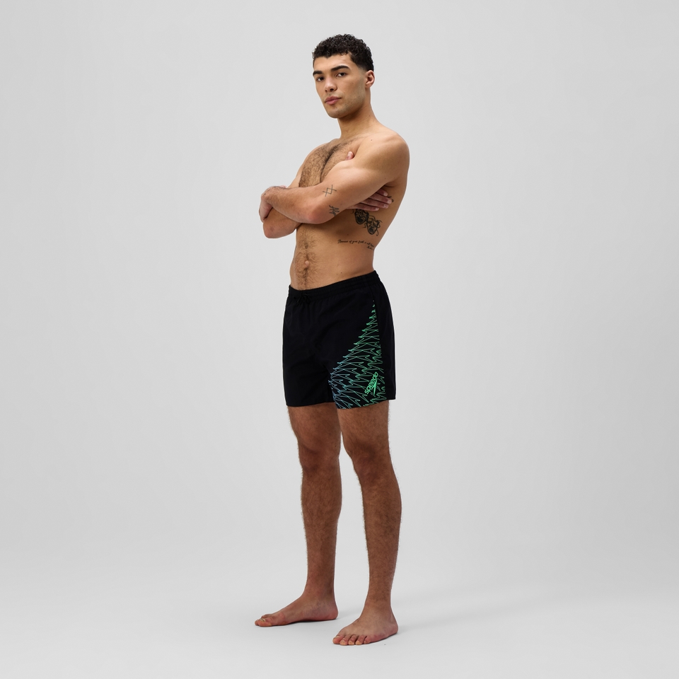 Herren Medley Badeshorts 40 cm mit Logo Schwarz