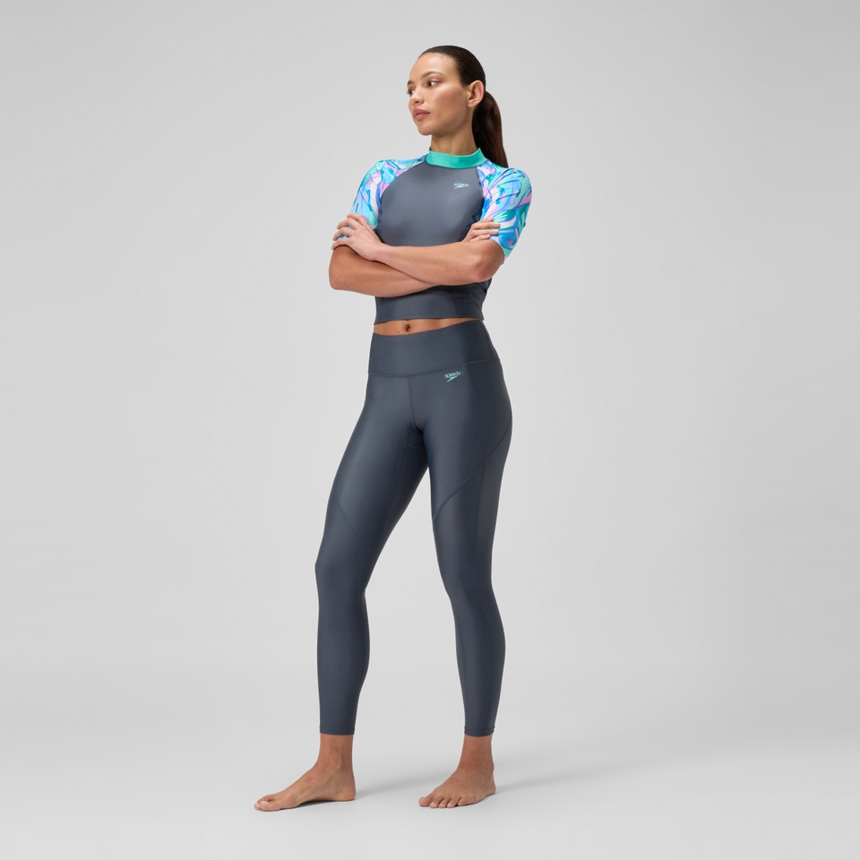 Damen Solid Panel Leggings Grau