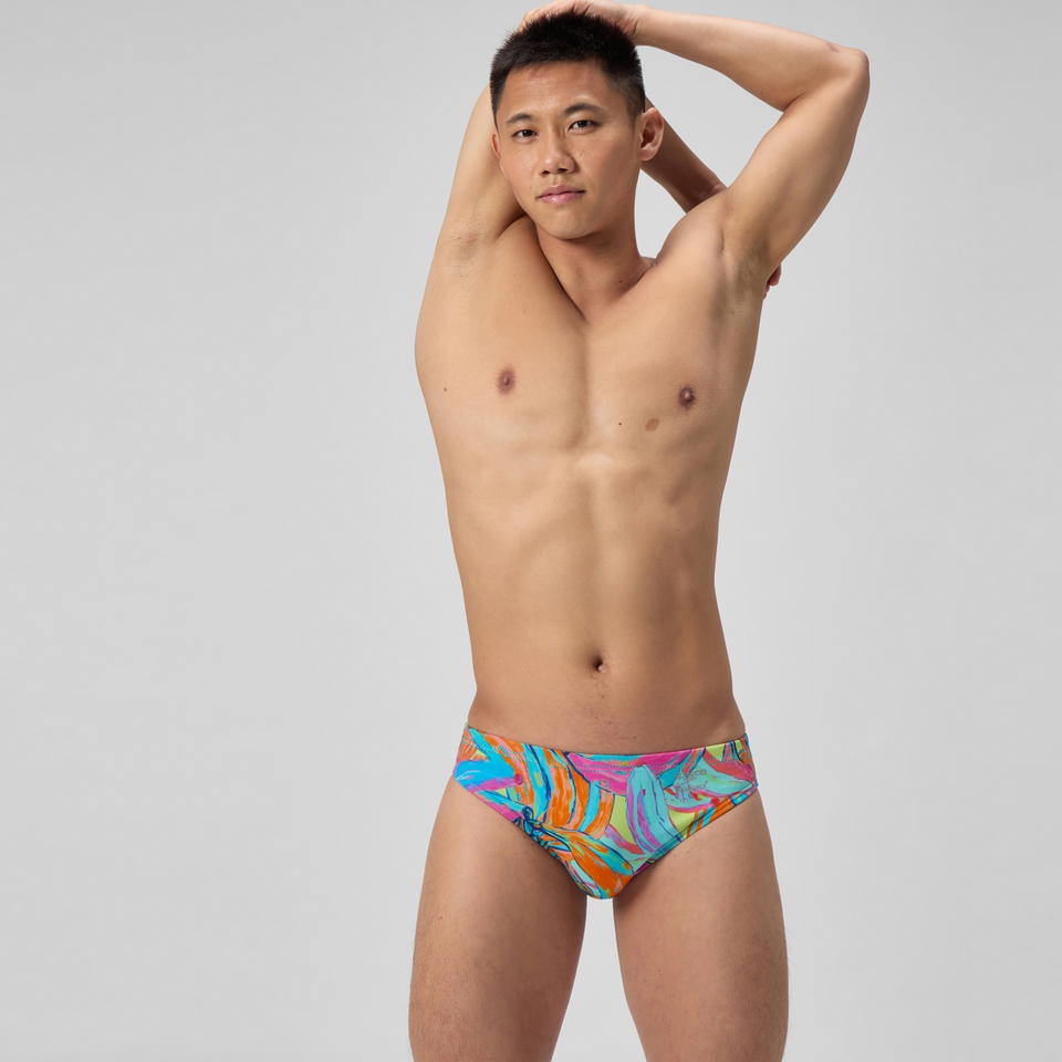 Slip de bain Homme Club Training imprimé vert/bleu