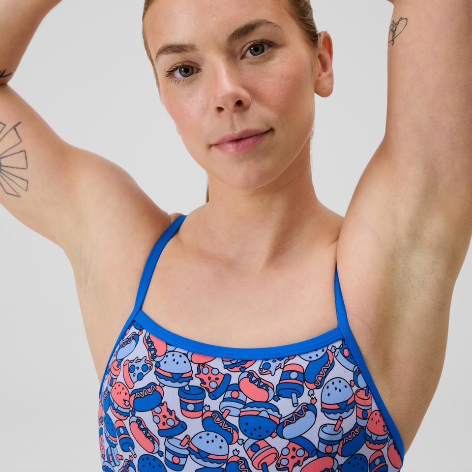 Maillot de bain Femme Club Training Web Back imprimé bleu/orange