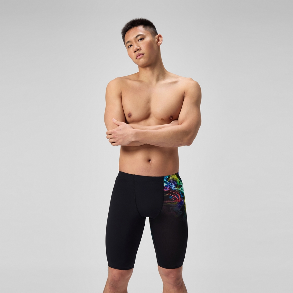 Herren Club Training Schwimmhose mit Print Schwarz/Grün