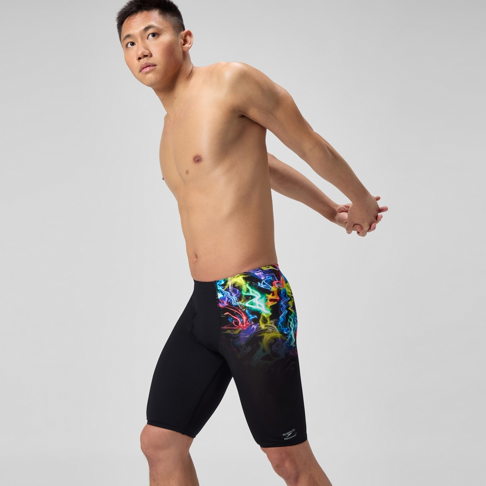 Herren Club Training Schwimmhose mit Print Schwarz/Grün