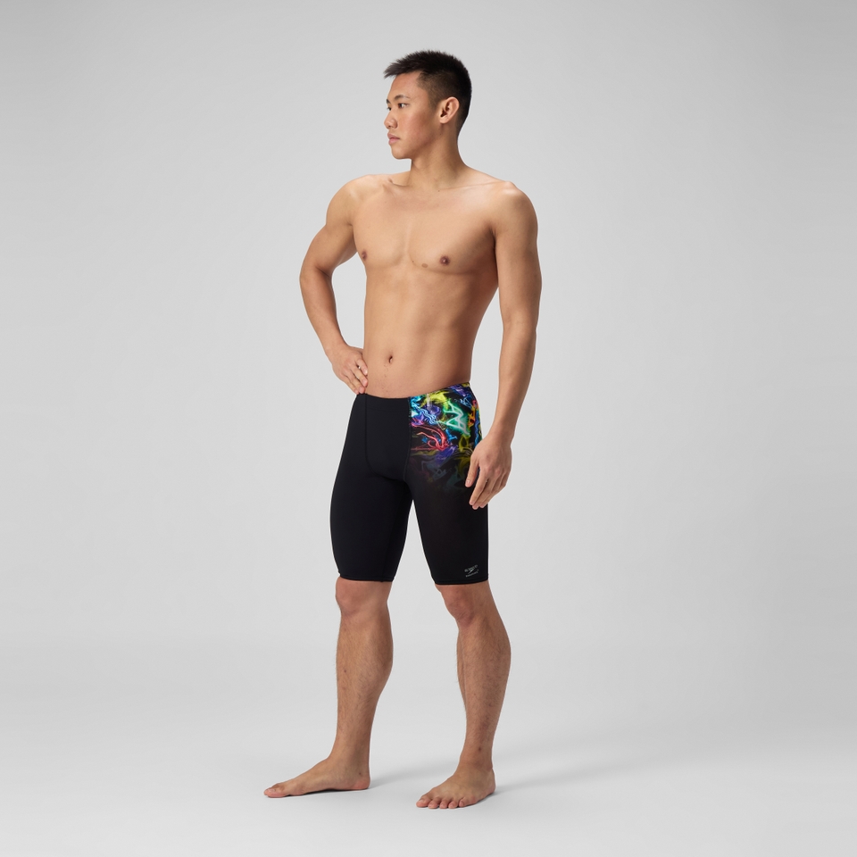Herren Club Training Schwimmhose mit Print Schwarz/Grün