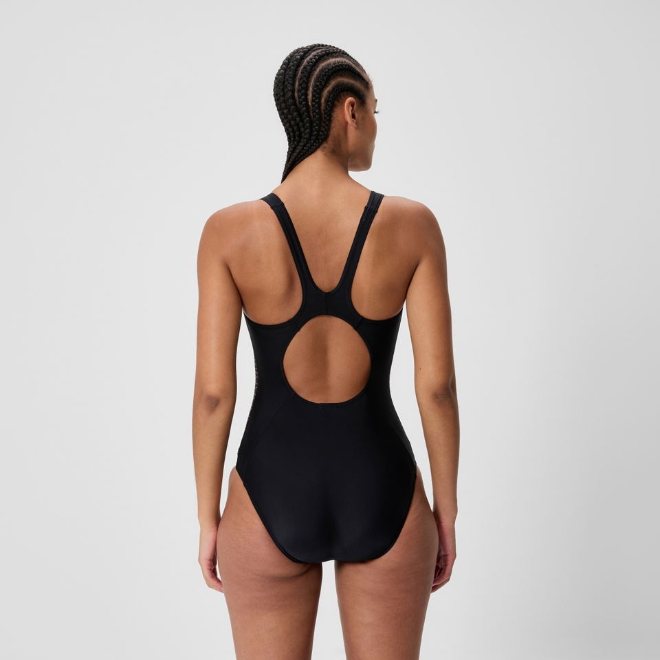 Women's Placement Muscleback Swimsuit Black/Orange