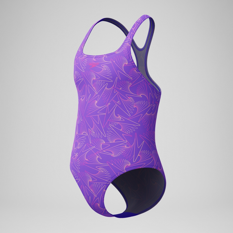 Girls Hyperboom Medalist Allover Print Swimsuit Purple/Pink