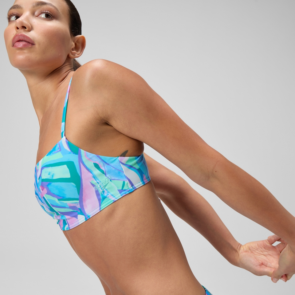 Damen Bikini mit verstellbaren Trägern und Print Grün/Pink