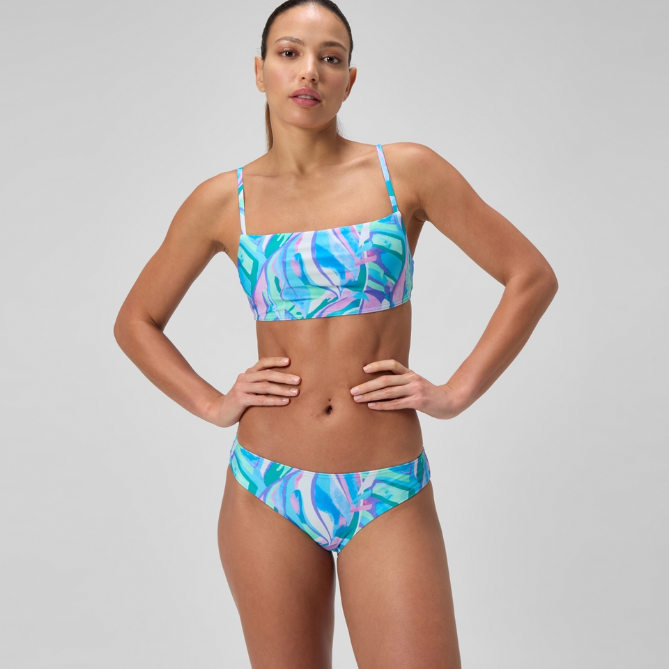 Damen Bikini mit verstellbaren Trägern und Print Grün/Pink