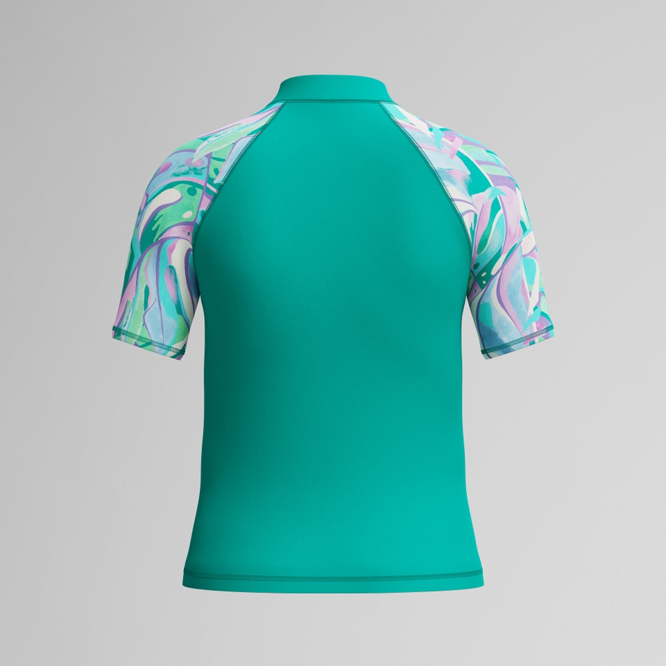 Girls Short Sleeve Rashguard Turquoise