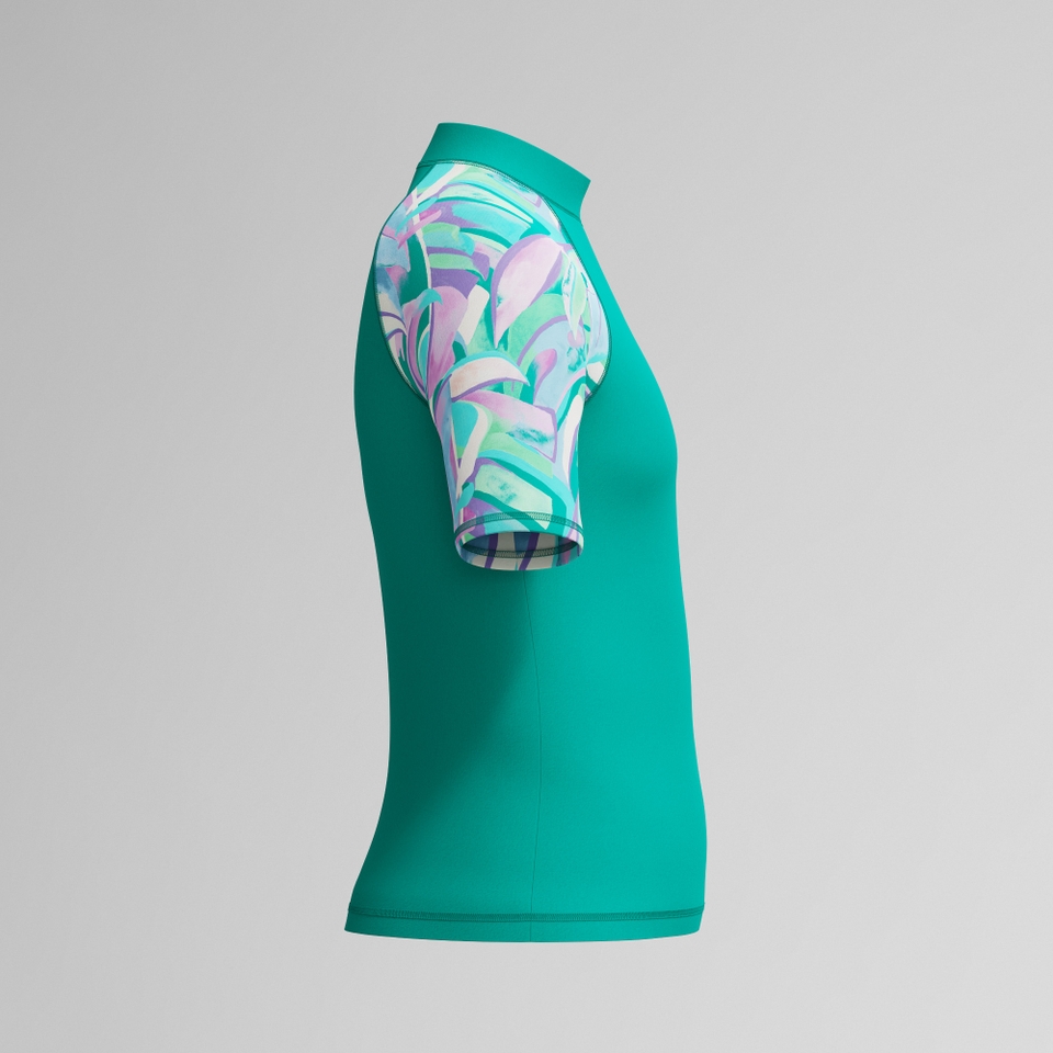 Girls Short Sleeve Rashguard Turquoise