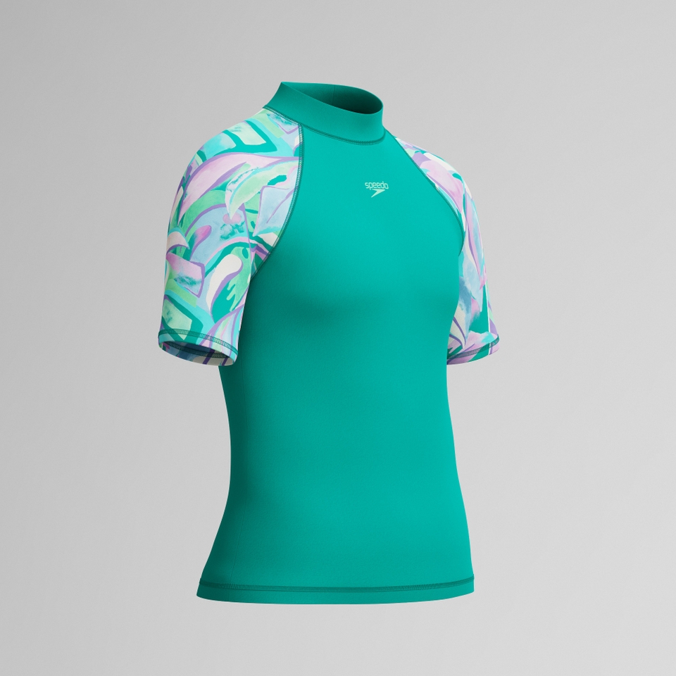 Girls Short Sleeve Rashguard Turquoise