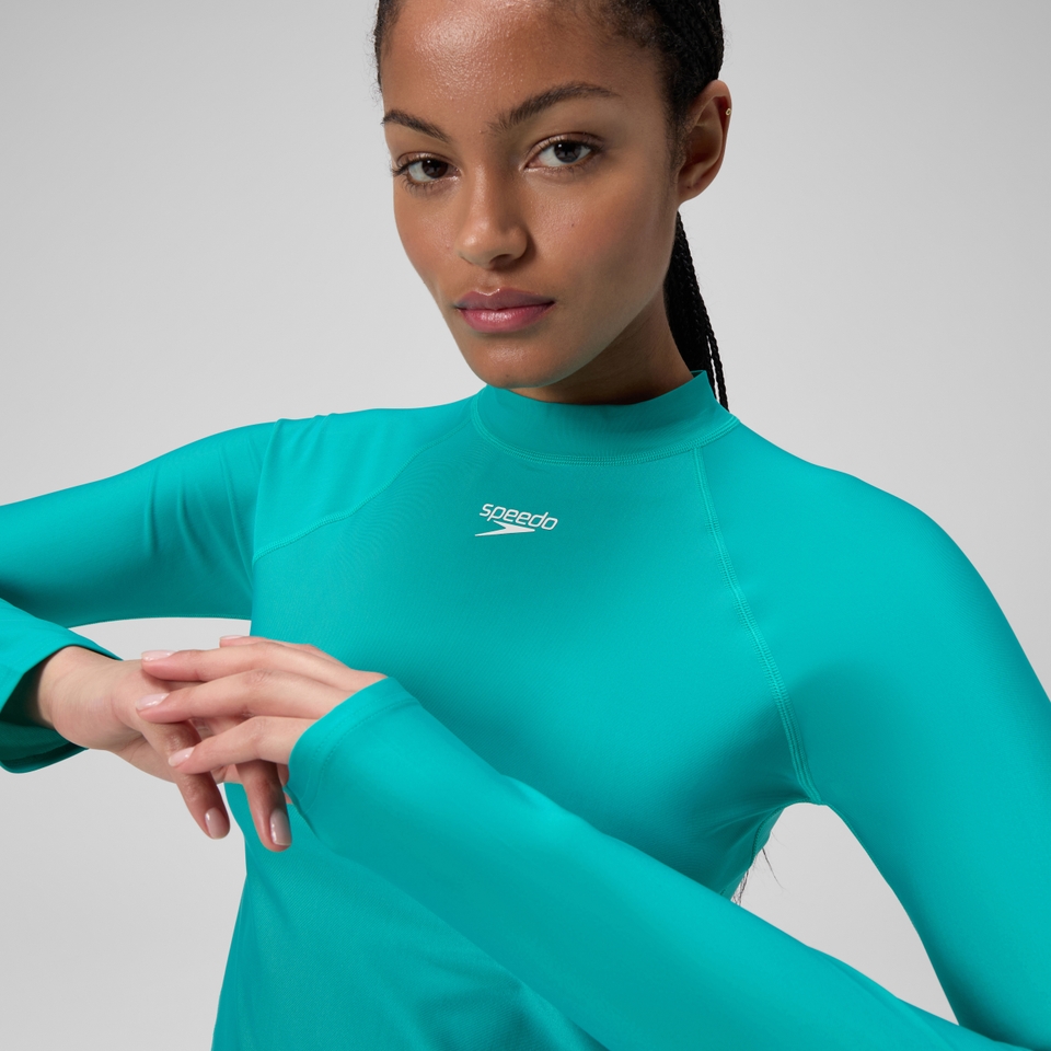 T-shirt rashguard Femme à manches longues turquoise