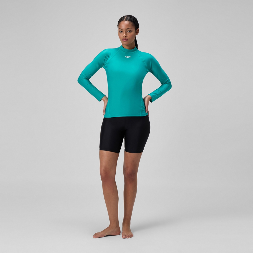 T-shirt rashguard Femme à manches longues turquoise