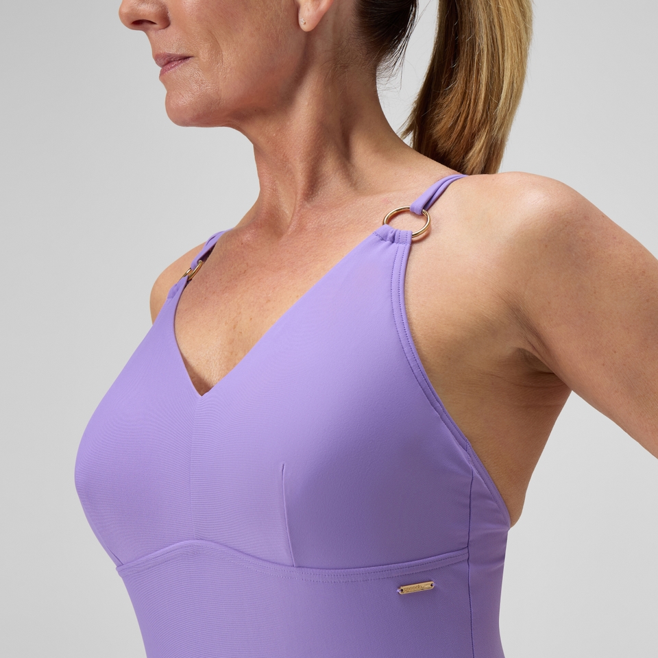 Damen Shaping-Badeanzug mit Trägerdetails Violett