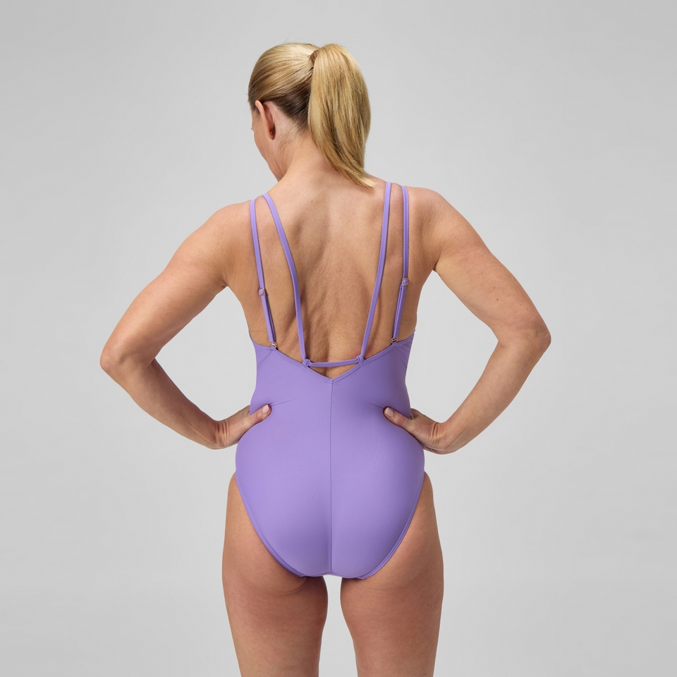 Damen Shaping-Badeanzug mit Trägerdetails Violett