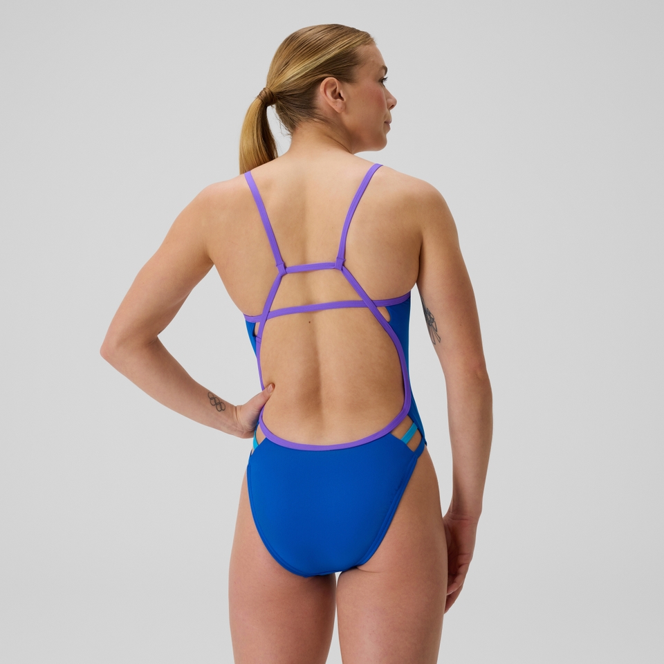 Maillot de bain Femme Club Training Tri Back uni bleu/violet
