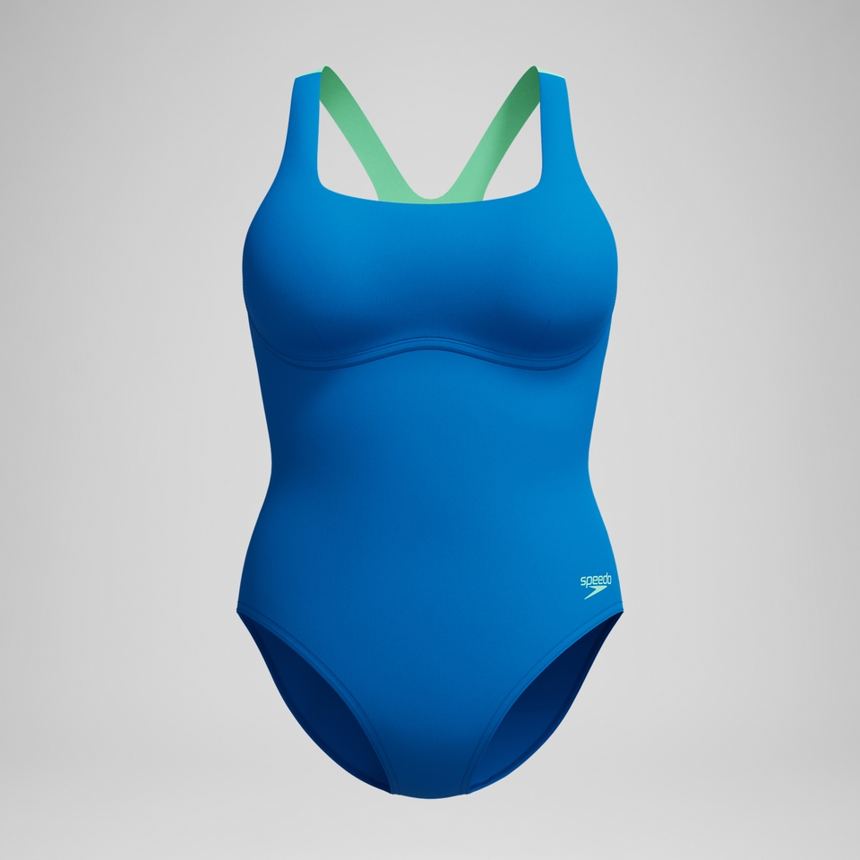 Women's Flex Band with Built in Swim Bra Swimsuit Blue/Turquoise