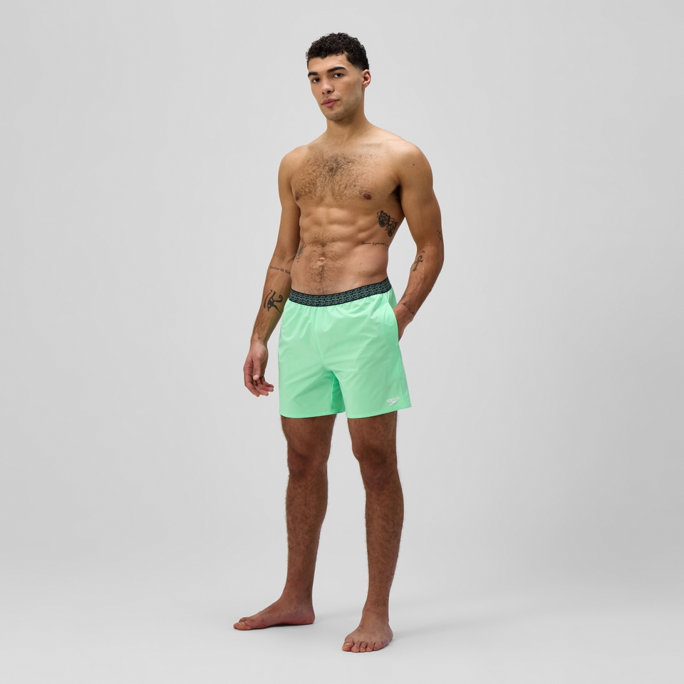 Herren Hyperboom Badeshorts 40 cm mit Taillenbund Grün