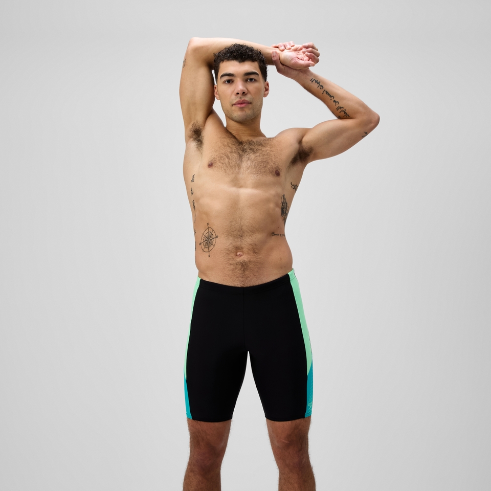 Men's Dive Panel Jammer Black/Turquoise