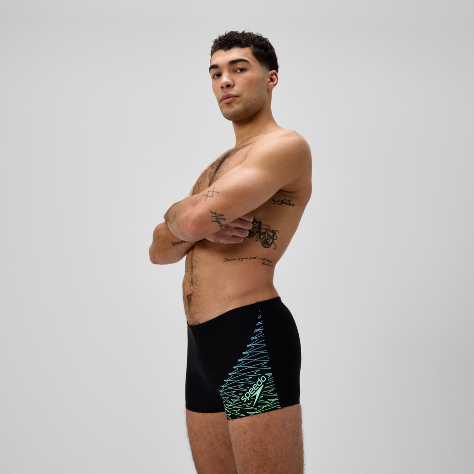 Herren Medley Aquashorts mit Logo Schwarz/Grün