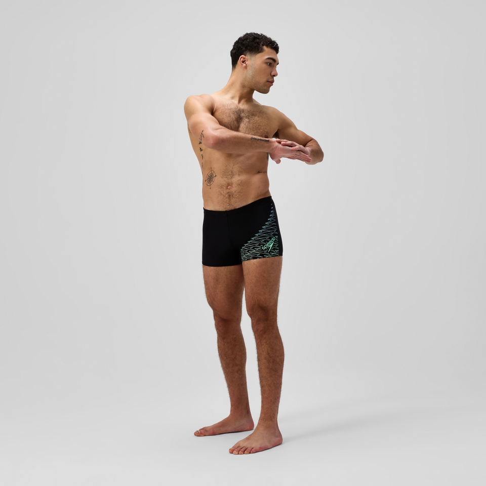 Herren Medley Aquashorts mit Logo Schwarz/Grün