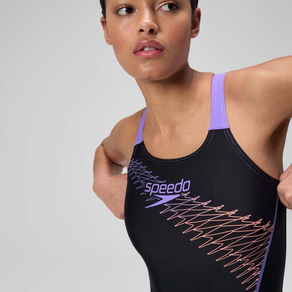 Women's Medley Logo Swimsuit Black/Peach