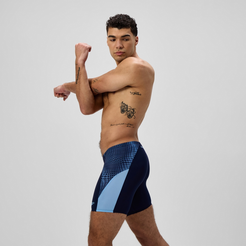 Herren Endurance+ MAX mittellange Splice Schwimmhose Marineblau/Blau