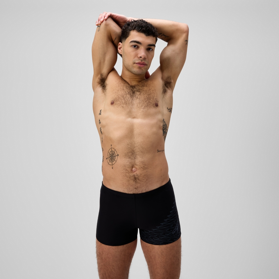 Herren Medley Aquashorts mit Logo Schwarz/Grau